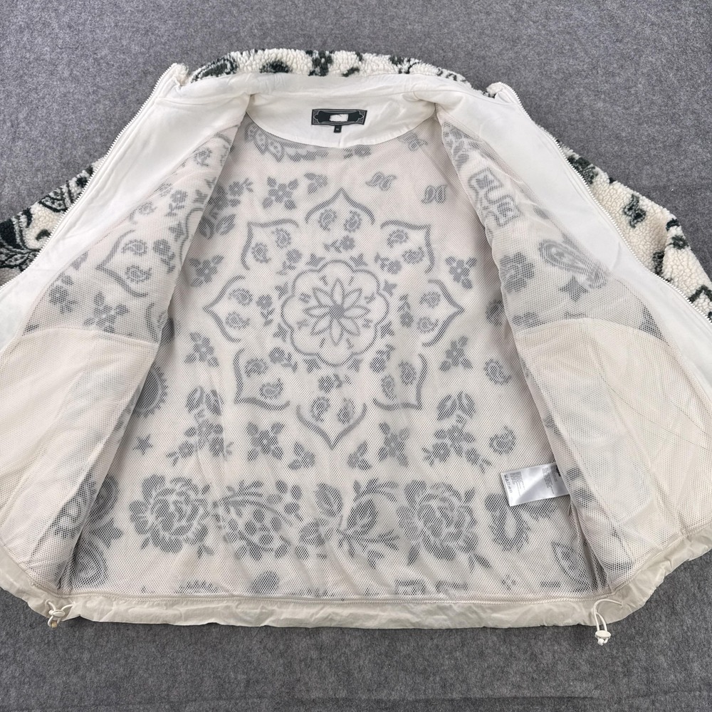 Kith Pinehurst Sherpa Fleece Jacket Mens XL White Paisley Kith & Kin Bomber - Picture 7 of 8